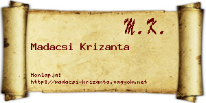 Madacsi Krizanta névjegykártya